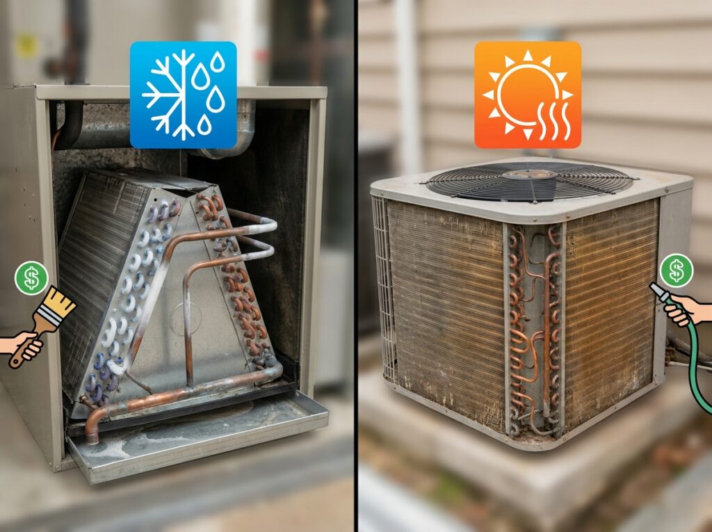 Evaporator Coil vs Condenser Coil: Functions, Costs, and Maintenance Explained